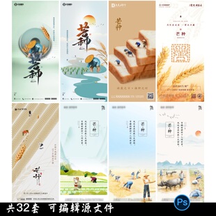 二十四24节气芒种海报设计地产企业推广宣传插画节日素材模版 psd