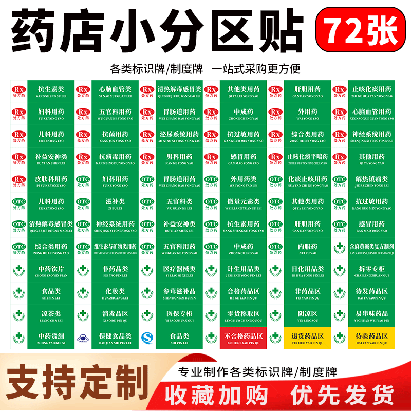 药店区域分类GSP认证标识牌