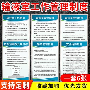 输液室工作管理制度牌查对制度岗位职责应急预案及处理流程海报贴