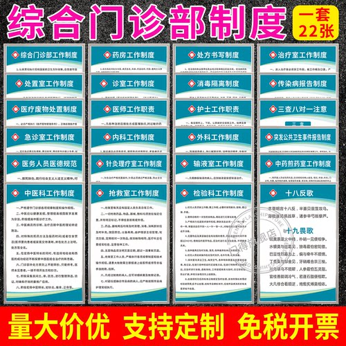 医院综合门诊部制度牌