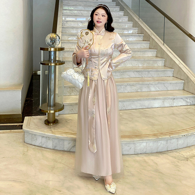 中式大码伴娘服2024新款复古国风