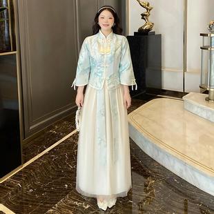 中式大码伴娘服2026新款复古中国风长袖秀禾显瘦姐妹服伴娘团礼服