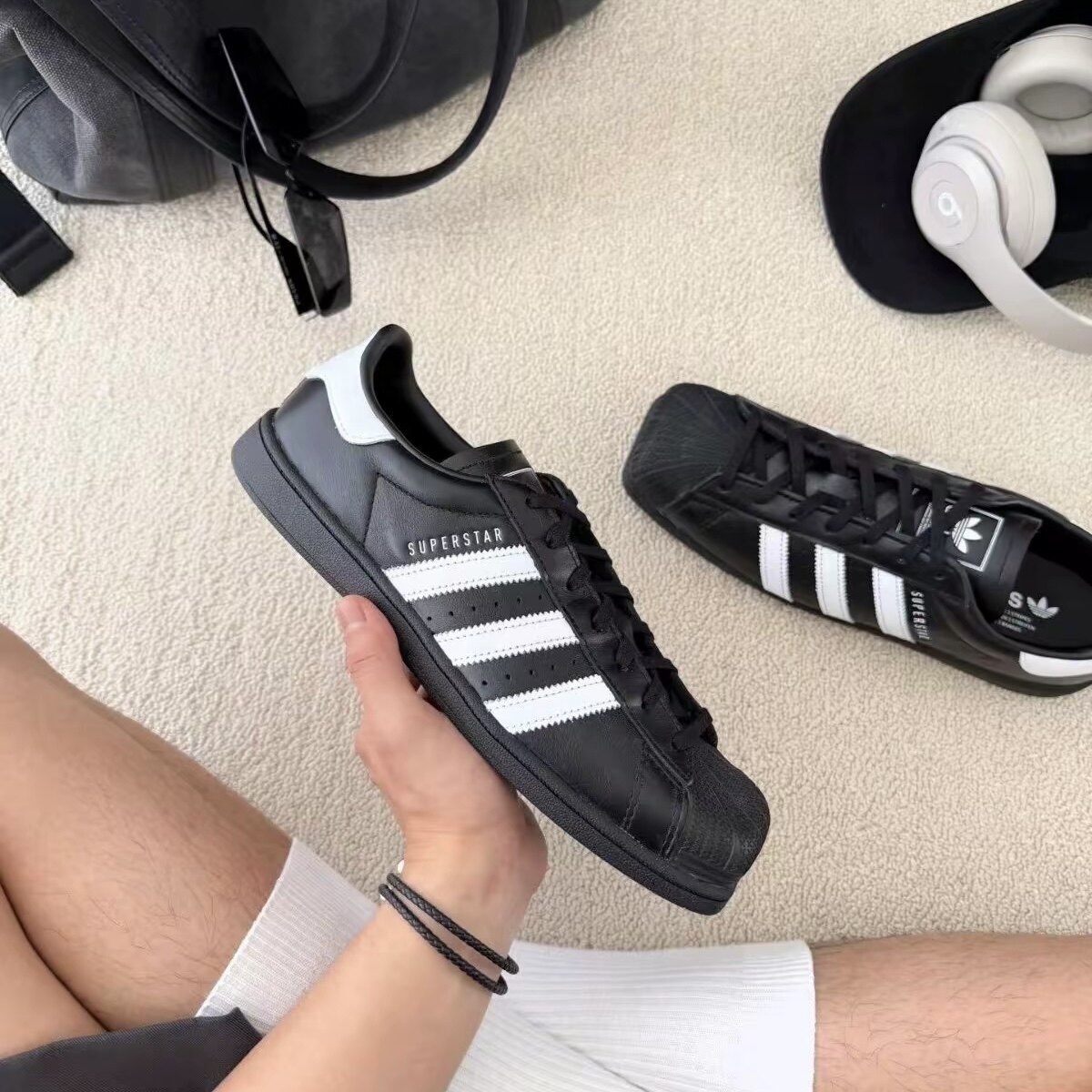 Adidas/阿迪达斯SUPERSTAR SQ经典皮面方头休闲板鞋KI0201