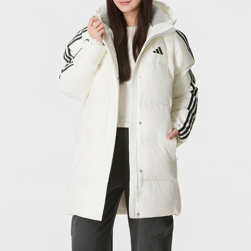 中长款宽松连帽羽绒服女装