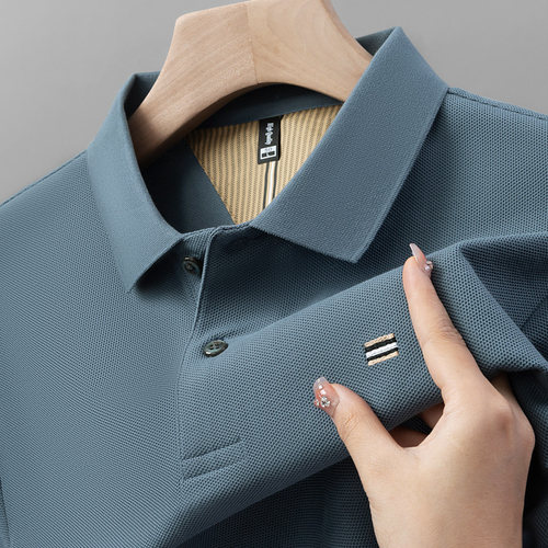 100%纯色高端短袖polo衫夏季男士