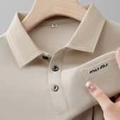 100%纯棉新款 夏宽松上衣刺绣 T恤透气孔翻领POLO衫 真口袋男士 短袖