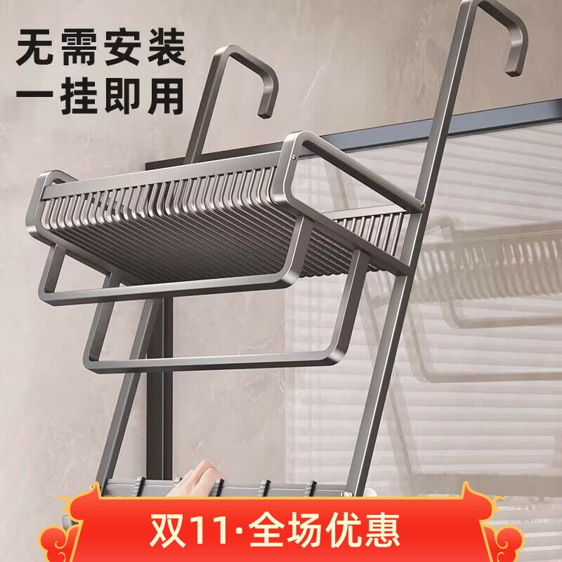 置物架浴室毛巾架免打孔厕所浴巾架毛巾杆卫生间置物架玻璃门挂架