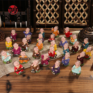 妙工坊禅意小和尚摆件沙弥创意桌面手办摆设汽车平安摆件家居装饰