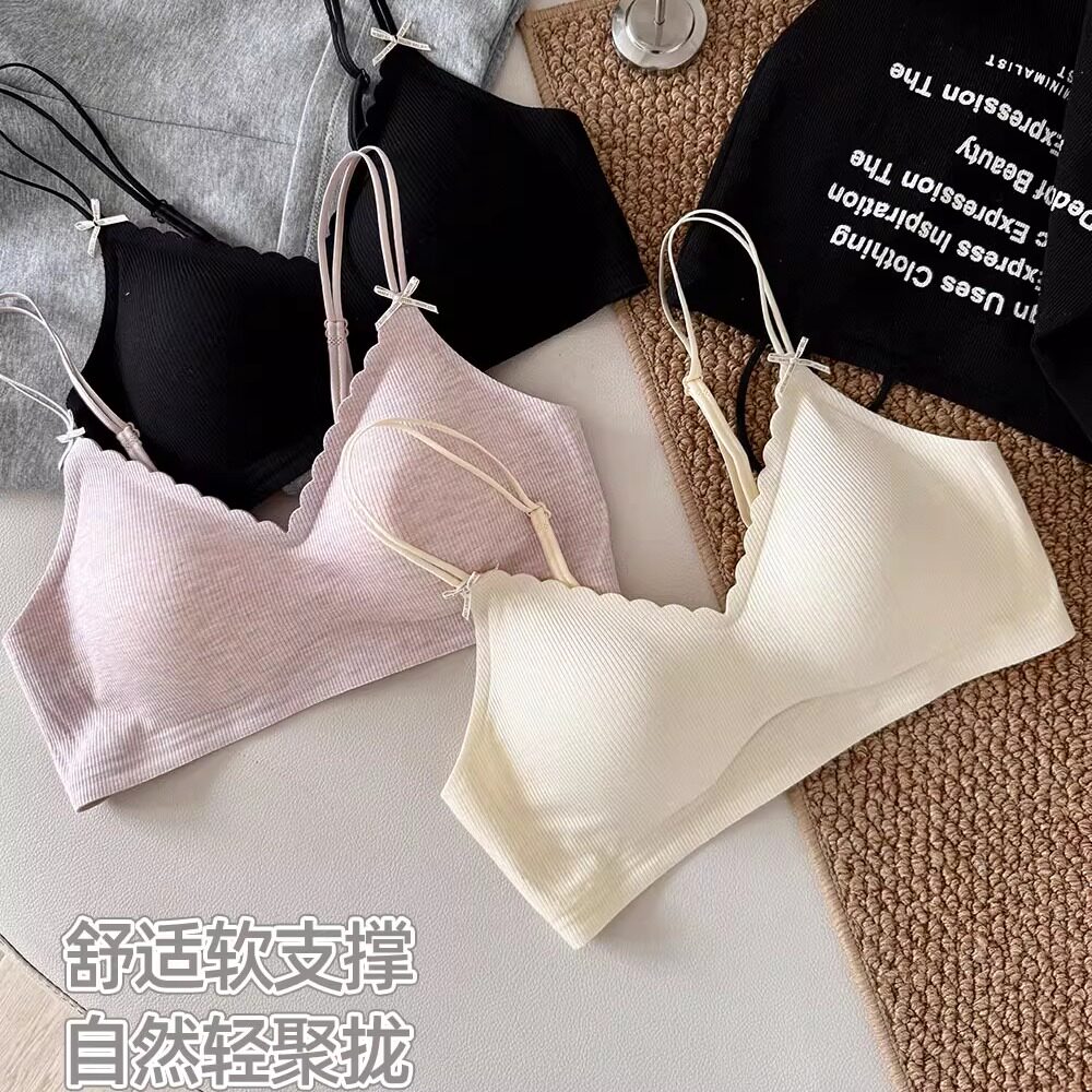 简约无钢圈内衣女小胸聚拢胸罩侧收副乳果冻条软支撑无痕文胸罩