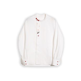 新中式 燕春山 国风新疆长绒棉刺绣衬衣H25506 李艺佳Joy