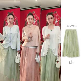 桑蚕丝顺纡扎染高腰伞裙H25266