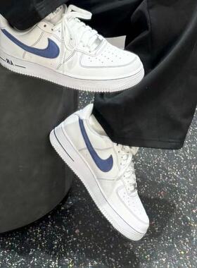 Nike/耐克AirForce1Low皮革百搭低帮板鞋男款白蓝色HQ2037-100