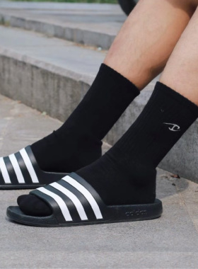 Adidas/阿迪达斯AdiletteAqua橡胶底拖鞋男女同款黑色F35543
