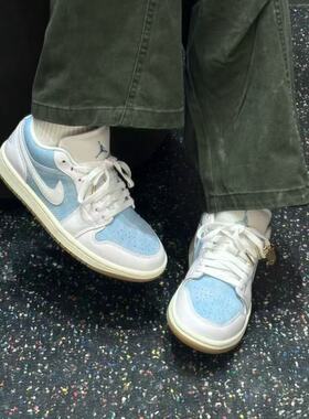 Nike/耐克AirJordan 1 Low 丹宁 低帮篮球鞋女款蓝白色HQ2004-400