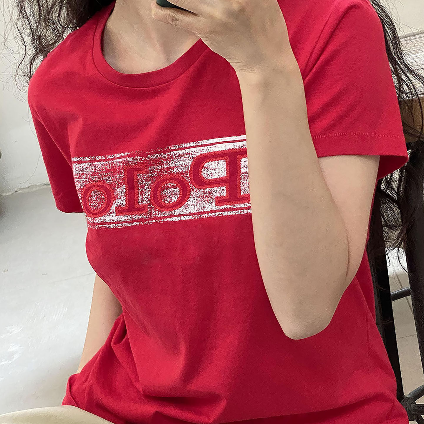 APCSHOPO简约纯色女士短袖棉T恤