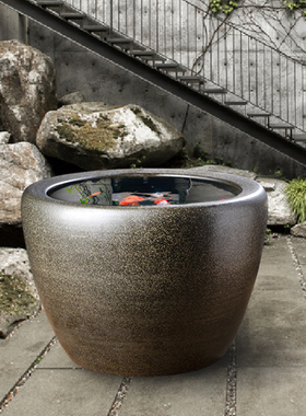 复古陶瓷大缸睡莲荷花缸养鱼缸庭院大水缸加大号加厚种树荷花盆缸