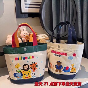 妈咪手提袋帆布包大容量饭盒袋袋伴手礼袋礼品便当卡通熊小拎包