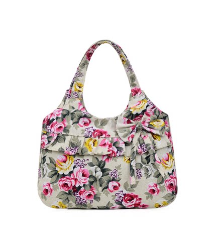 2025夏季新款轻便妈妈包手提包韩版蝴蝶结包包多色时尚印花帆布女