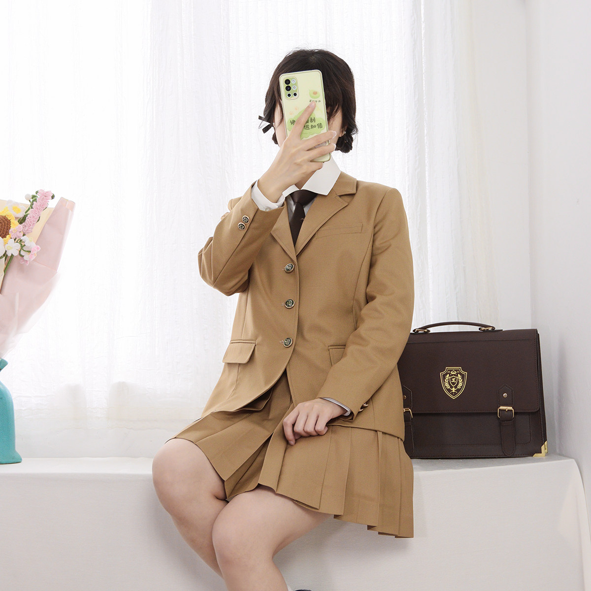 秋冬日系jk西装外套学院风浅驼卡其西服套装裙校园学生男女款原创