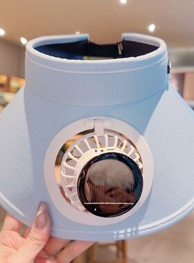 新款太阳能男女遮阳防晒帽夏季登山钓鱼帽防紫外线充电风扇渔夫帽