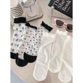 透明水晶丝袜夏天 薄款 玻璃丝袜子女夏款 中筒袜外穿潮ins蕾丝夏季