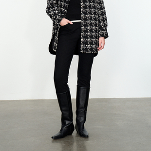 冬季 饰丹宁长裤 新品 立体装 1234X09XS6 铅笔裤 婉甸硬核黑丹宁棉裤