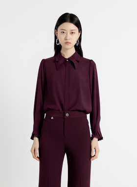 婉甸2025年秋季新品酱紫色长袖衬衫1243S11DM4