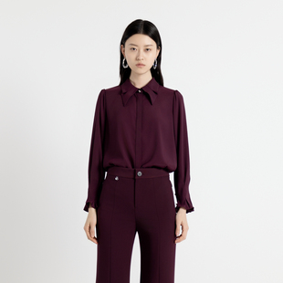 婉甸2025年秋季新品酱紫色长袖衬衫1243S11DM4