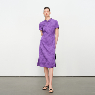连衣裙1242N42YT3 暖紫色旗袍式 婉甸2025夏季 新品