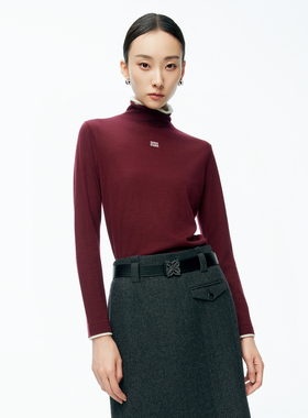 婉甸2025年冬季新品安可拉红/岩石灰毛织打底衫1244W33GS3