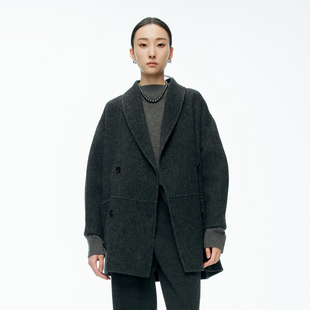 双面呢外套1244E14SX3 火山灰中长款 婉甸2025年冬季 新品