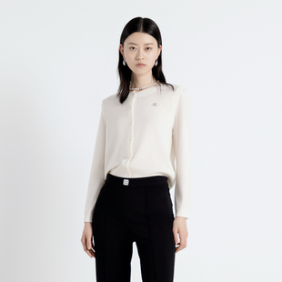 霞光粉毛织开衫 婉甸2025年秋季 白 经典 1243W01DZ1 新品