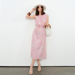 连衣裙1252N28GS4 薄纱粉晕染无袖 婉甸2026夏季 新品