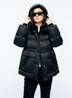 婉甸2025年冬季新品黑色中长款羽绒服1244D36SX5