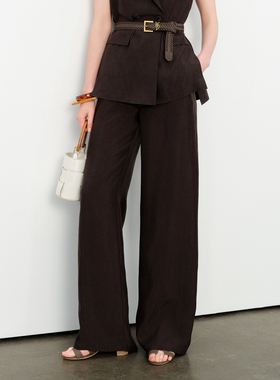 婉甸2026夏季新品布朗尼棕醋酸阔腿裤1252P17JD3