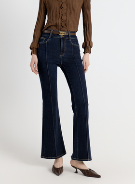 婉甸2025年秋季新品复古靛蓝丹宁喇叭裤1243X04MD3