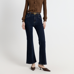 复古靛蓝丹宁喇叭裤 1243X04MD3 新品 婉甸2025年秋季