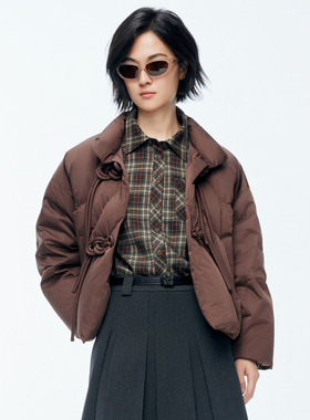 婉甸2025年冬季新品巧克力色短款羽绒服1244D20SX3