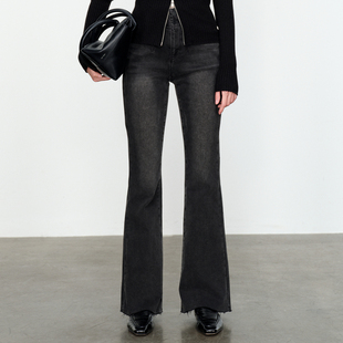 微喇长裤 新品 1234X02RX1 冬季 婉甸熔岩灰丹宁牛仔喇叭裤