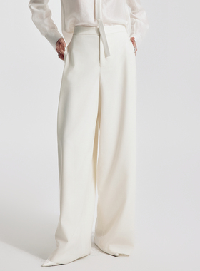 婉甸2026春季新品古瓷白精仿羊毛阔腿裤1251P04ZY1