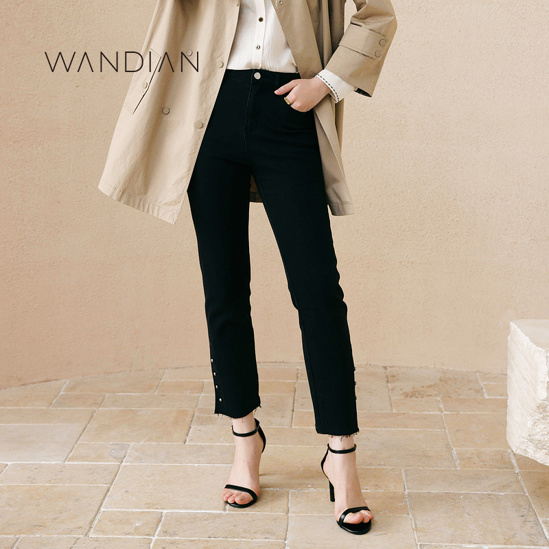 婉甸秋季新品经典休闲硬核黑单丹小脚裤下装1233X07JD4