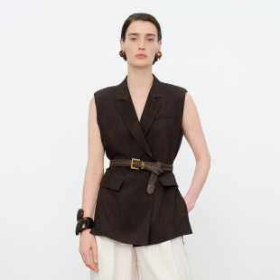 婉甸2026夏季 布朗尼棕醋酸马夹1252V04JD3 新品