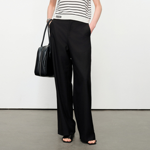 长款 婉甸2025夏季 新品 黑色阔腿裤 1242P06RS1 休闲裤