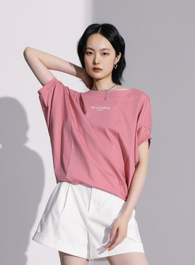 婉甸2025夏季新品灰烟粉/暗岩灰短袖T恤圆领印花短袖1242T21RSDYX