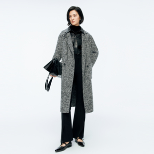 婉甸2025年冬季 杂花灰骆马绒双面呢大衣1244C11ZY3 新品