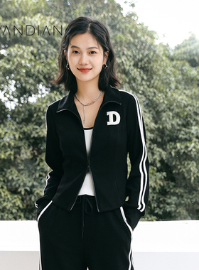 婉甸秋季新品日常休闲黑色长袖套装连身1233L02RSB