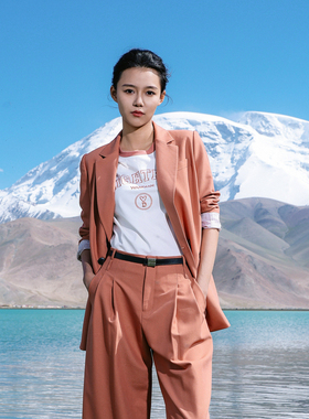 2025春季新品阳光橙/洋红粉西装外套通勤风1241Q06DY2