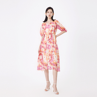 婉甸2025夏季 霓虹幻彩花两件套连衣裙1242N66QY5 新品