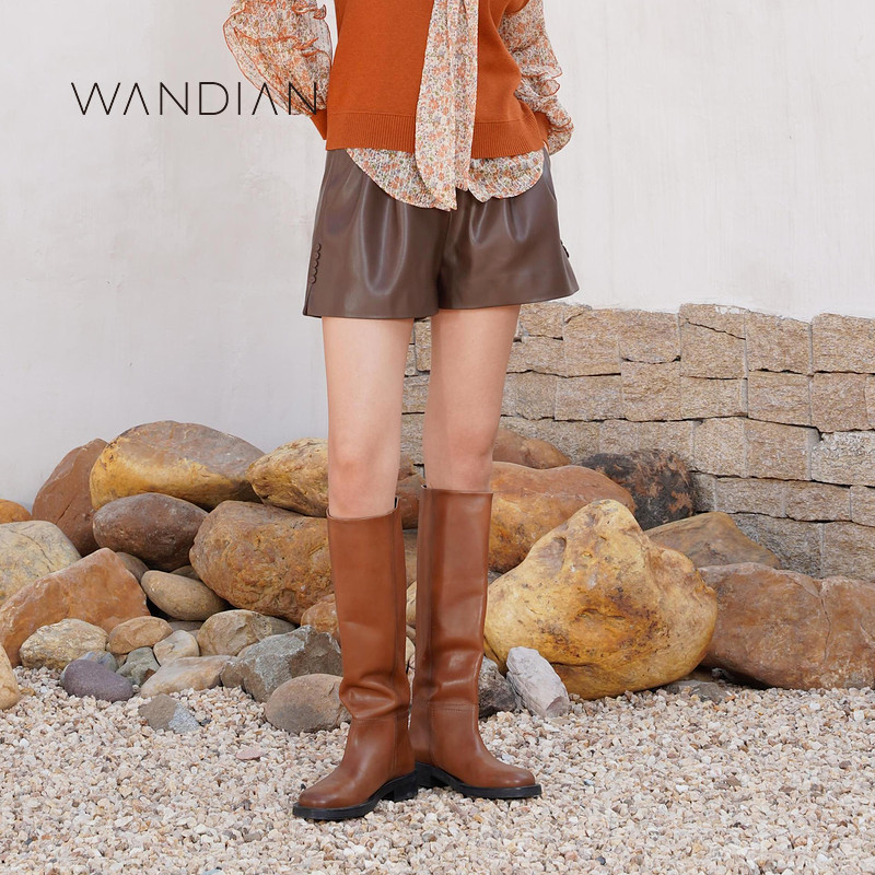 婉甸秋季新品日常休闲红棕色短裤下装1233P15RS3YX