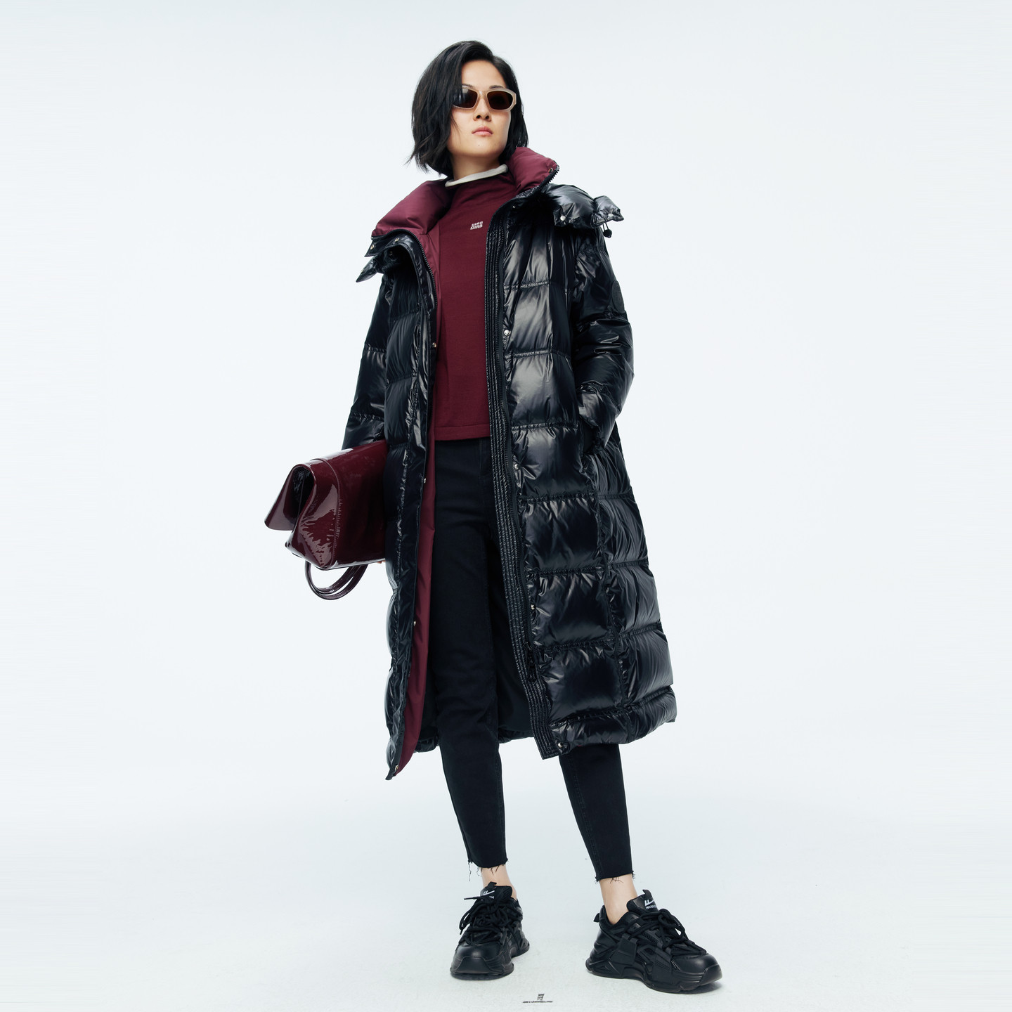 婉甸2025年冬季新品黑色长款羽绒服1244D41SX5